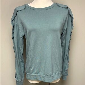 G by Giuliana Green Ruffled Crew Neck Top – Size XS